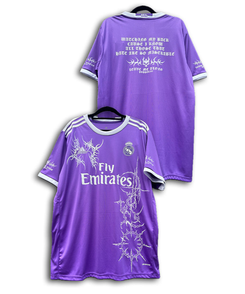 Real Madrid X Purple Thorn Skull Punk Short Sleeve Tee