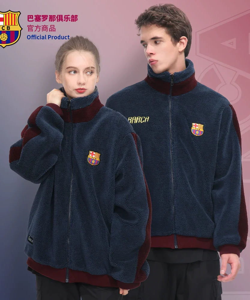 Barcelona Club Barcelona Autumn and Winter Couple Polar Fleece Thickened Sports Jacket Guarantee