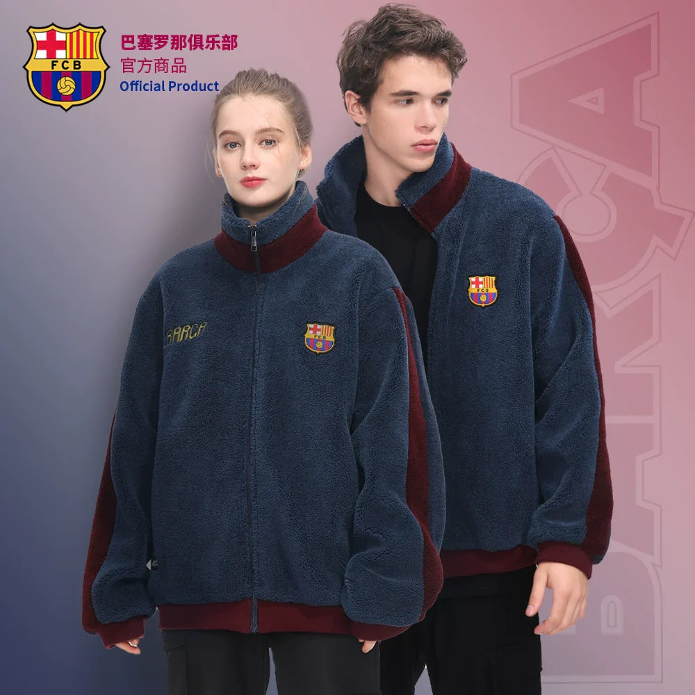 Barcelona Club Barcelona Autumn and Winter Couple Polar Fleece Thickened Sports Jacket Guarantee