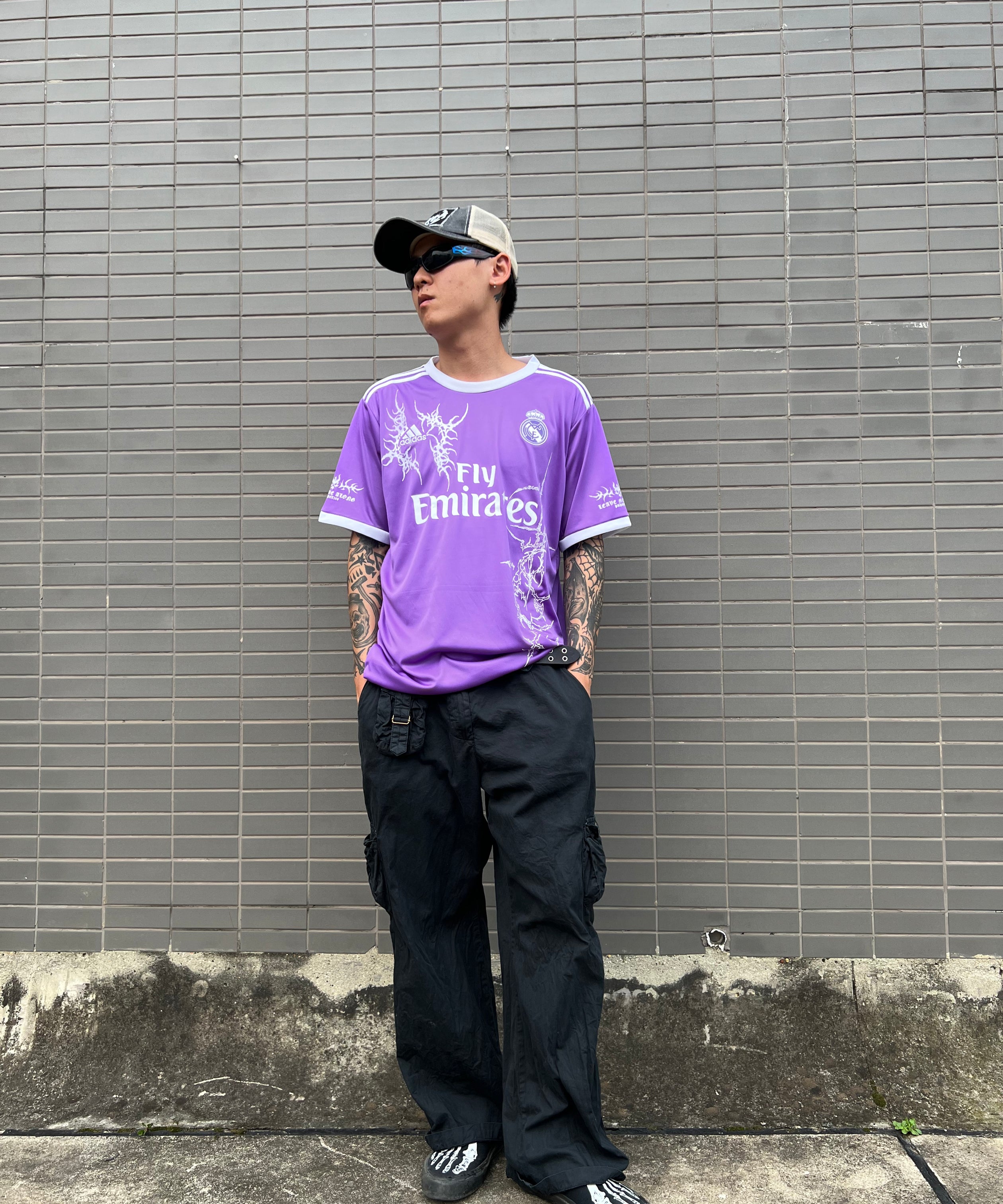 Real Madrid X Purple Thorn Skull Punk Short Sleeve Tee