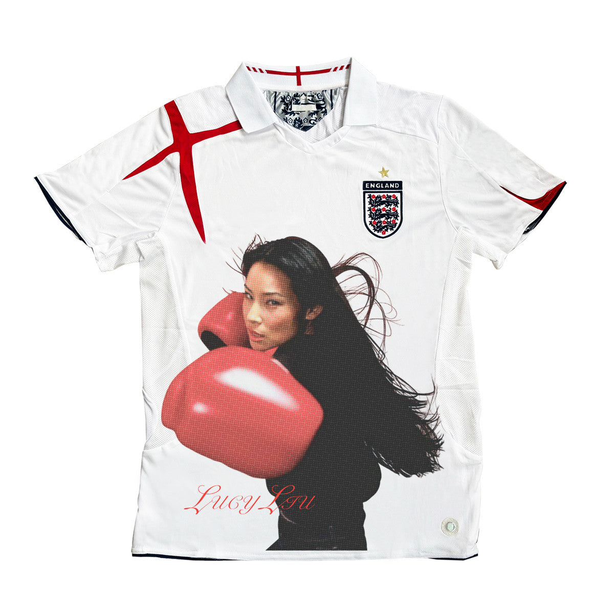 Lucy Liu Red Boxing Gloves Portrait Remake Jersey