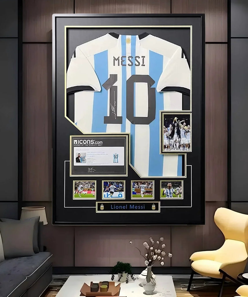Messi Argentinien Weltmeister gerahmtes signiertes Trikot