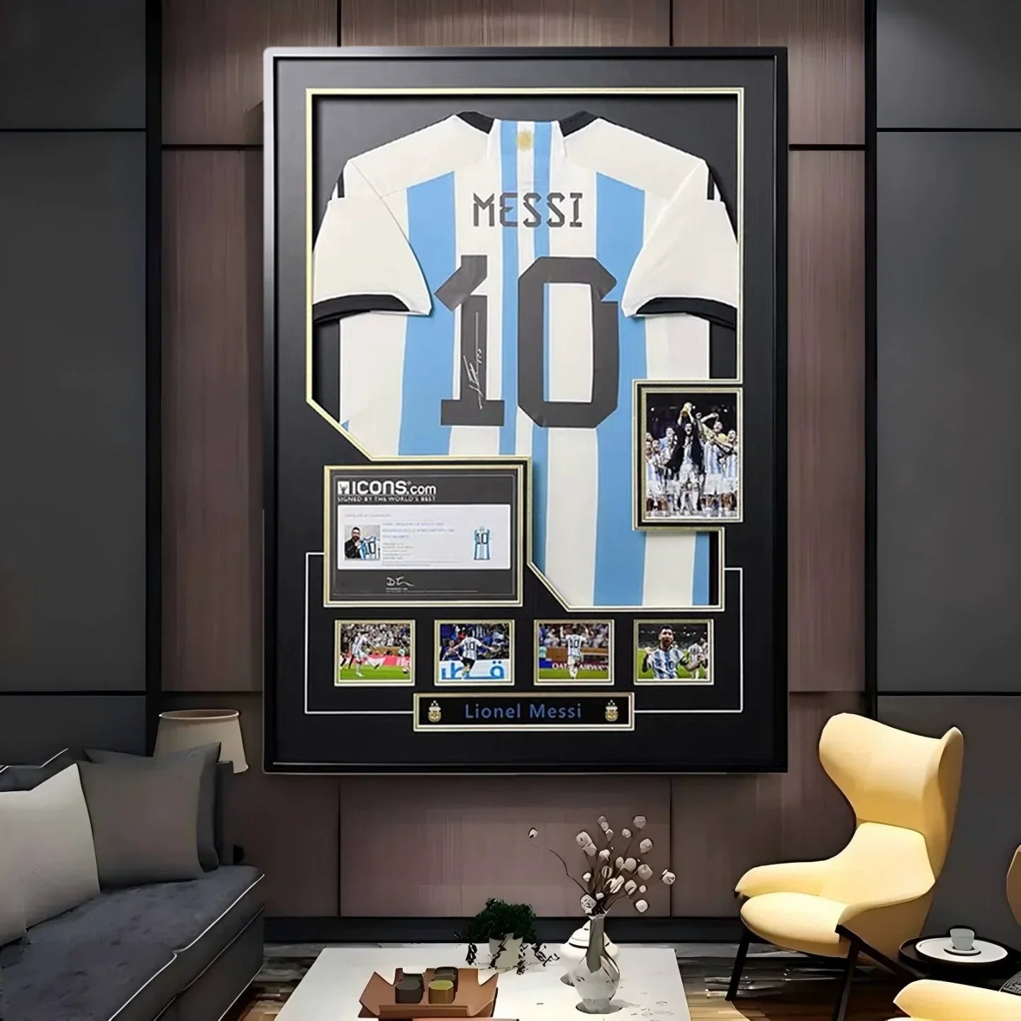 Messi Argentinien Weltmeister gerahmtes signiertes Trikot