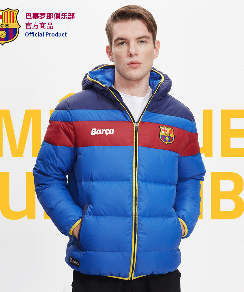 FC Barcelona Red & Blue Striped Padded Winter Jacket