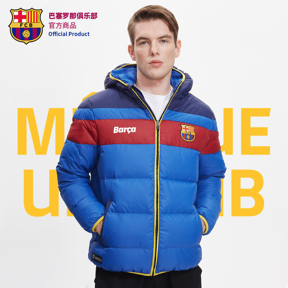 FC Barcelona Red & Blue Striped Padded Winter Jacket