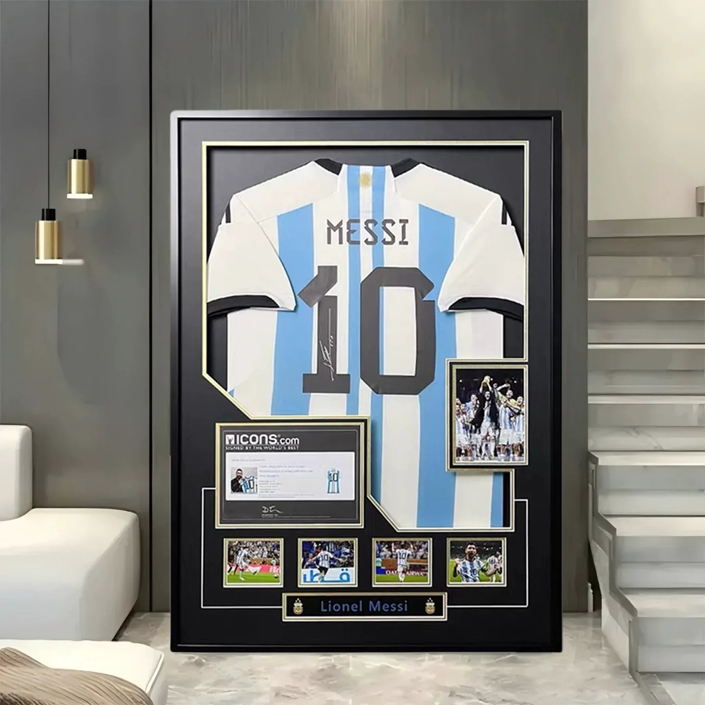 Messi Argentinien Weltmeister gerahmtes signiertes Trikot