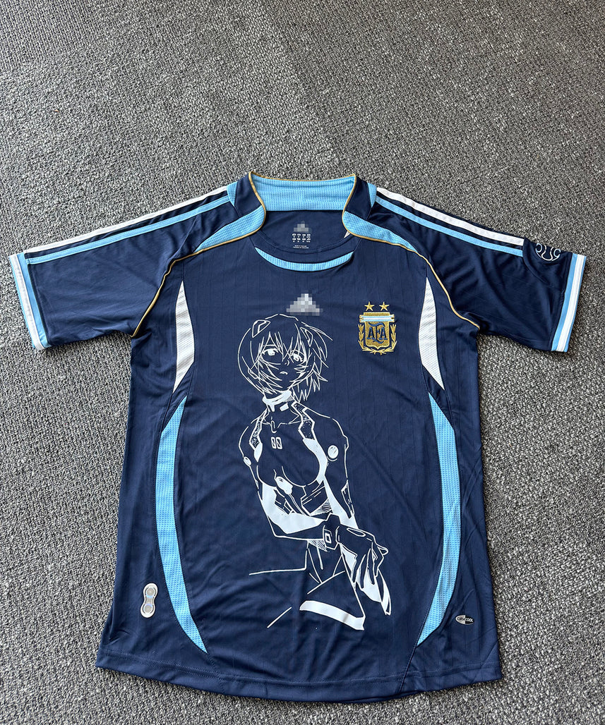 Argentina Retro Blue Jersey X Evangelion Rei Ayanami Remake (Short Sleeve)