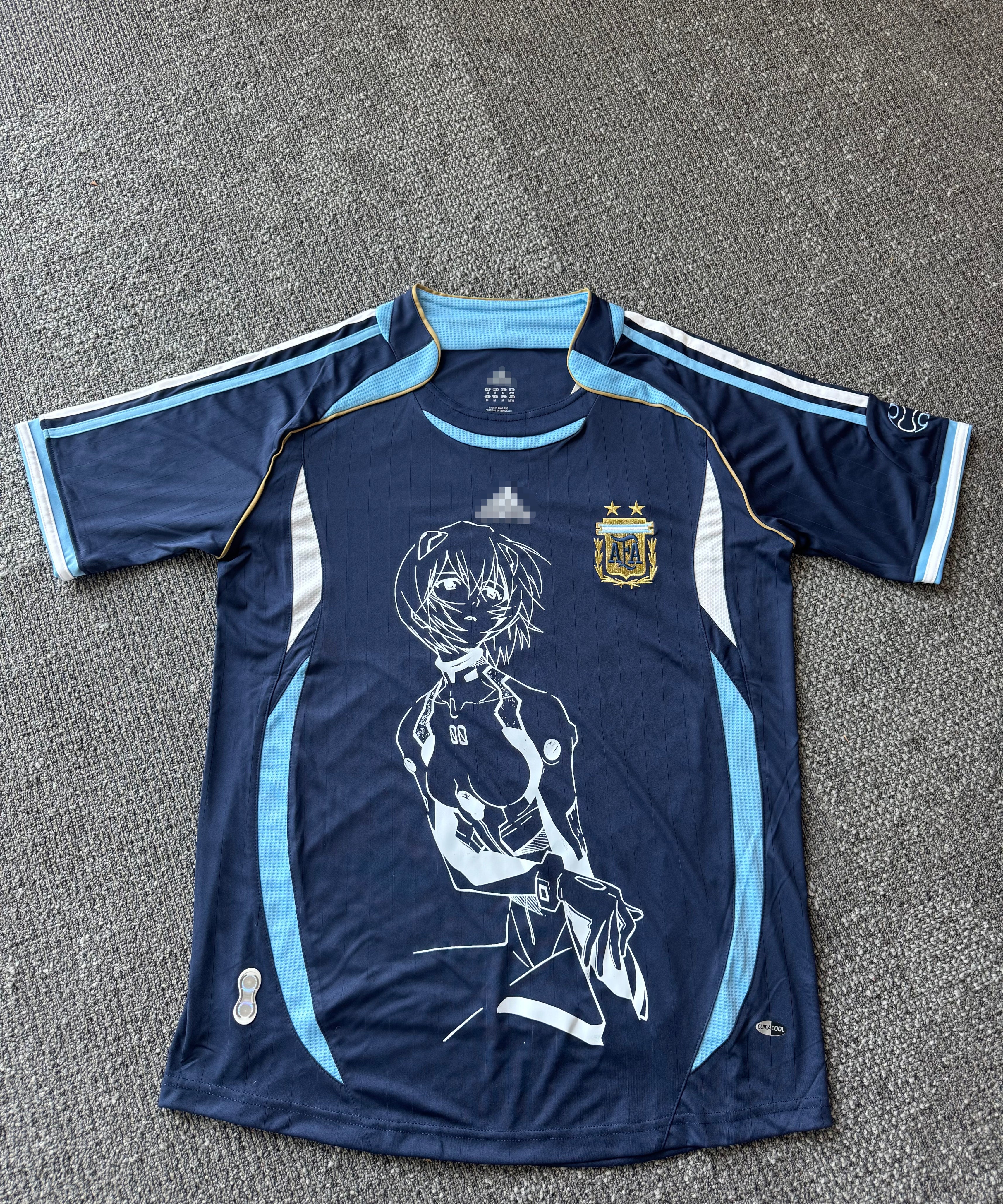 Argentina Retro Blue Jersey X Evangelion Rei Ayanami Remake (Short Sleeve)