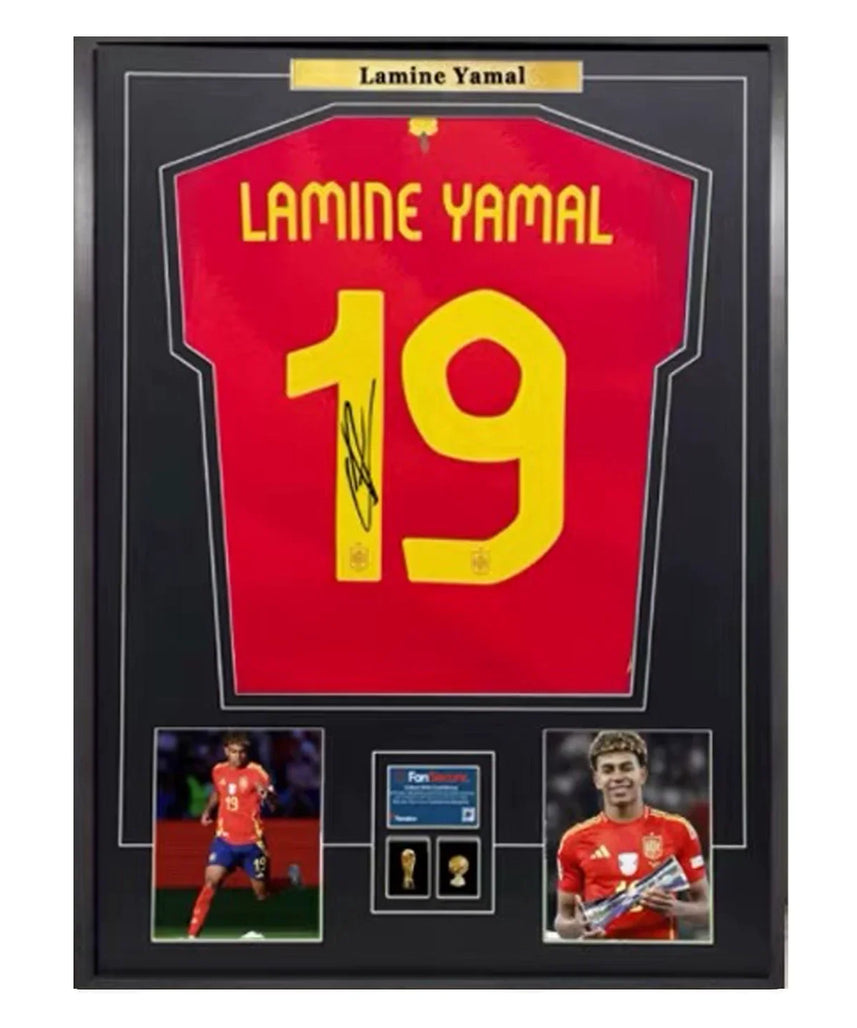 Lamine Yamal 19 Spanien Signiertes Gerahmtes Trikot