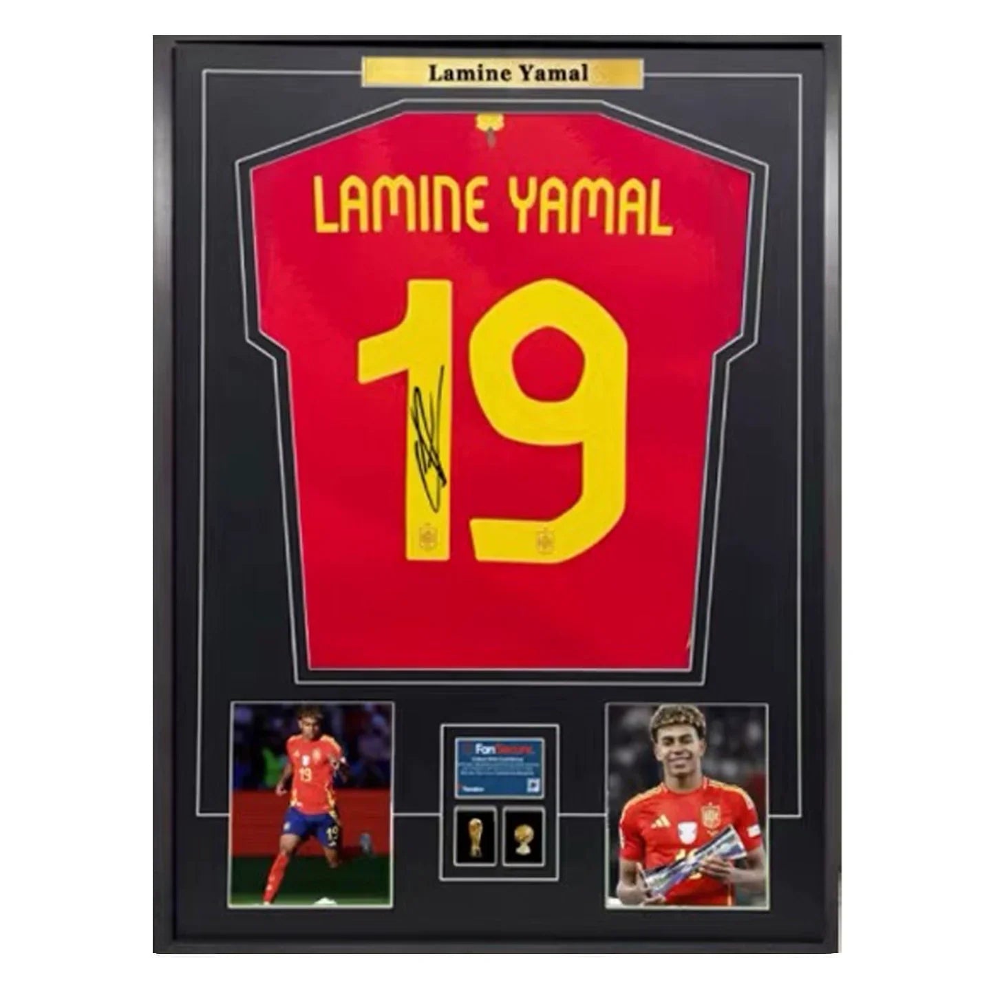Lamine Yamal 19 Spanien Signiertes Gerahmtes Trikot