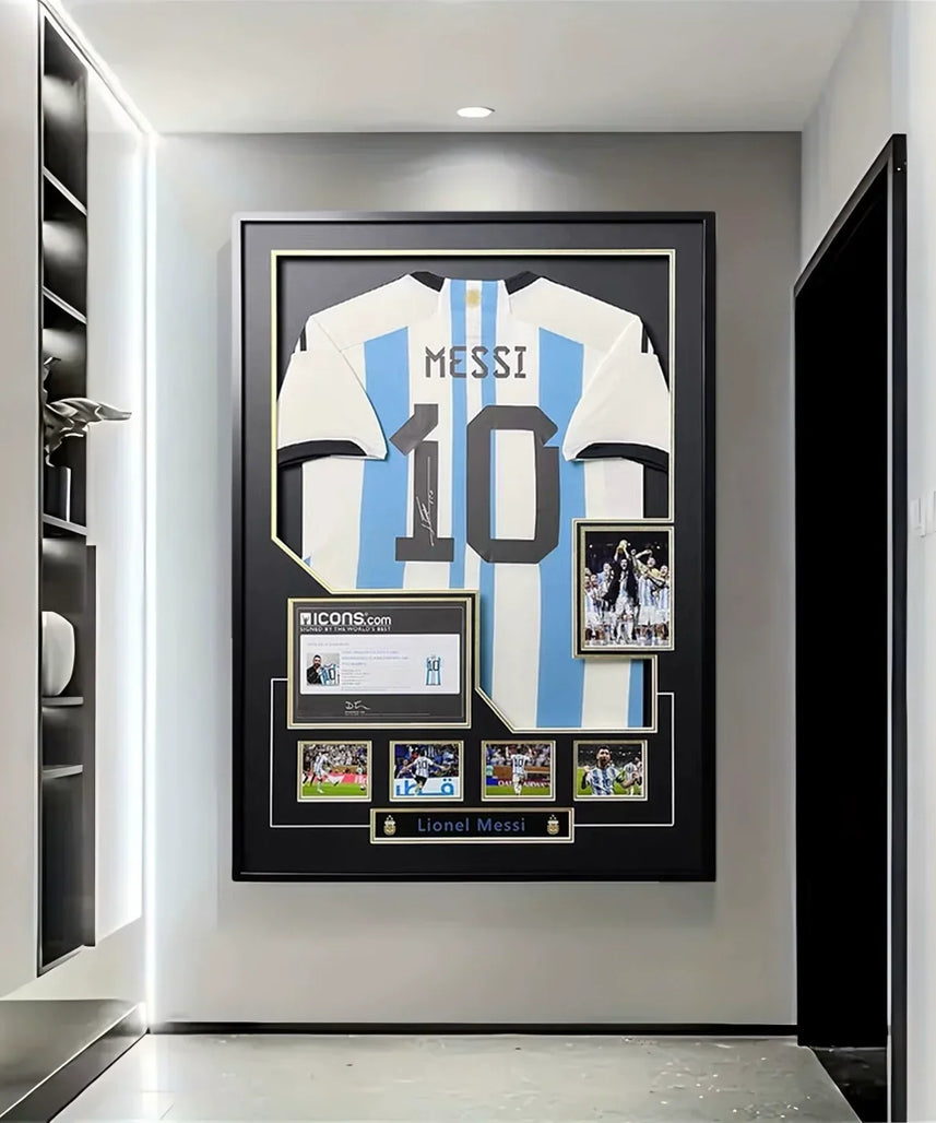 Messi Argentinien Weltmeister gerahmtes signiertes Trikot