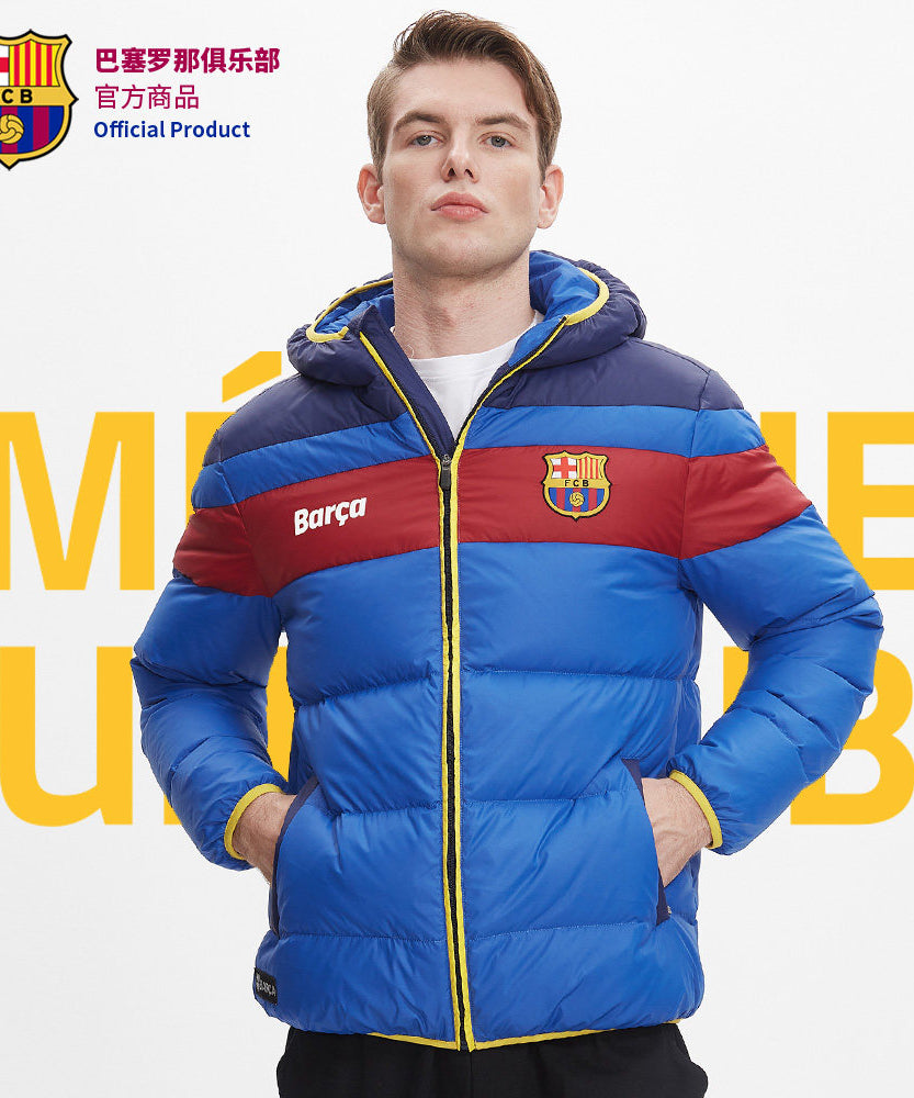 FC Barcelona Red & Blue Striped Padded Winter Jacket