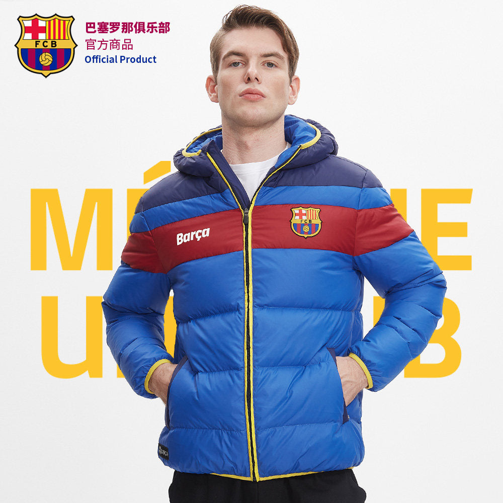 FC Barcelona Red & Blue Striped Padded Winter Jacket