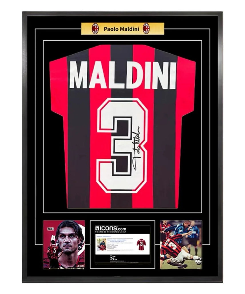 Jersey Firmado enmarcado Maldini AC Milan
