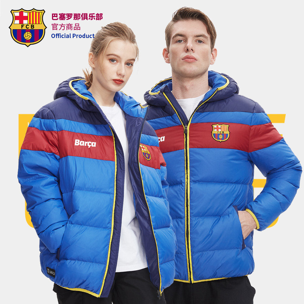 FC Barcelona Red & Blue Striped Padded Winter Jacket
