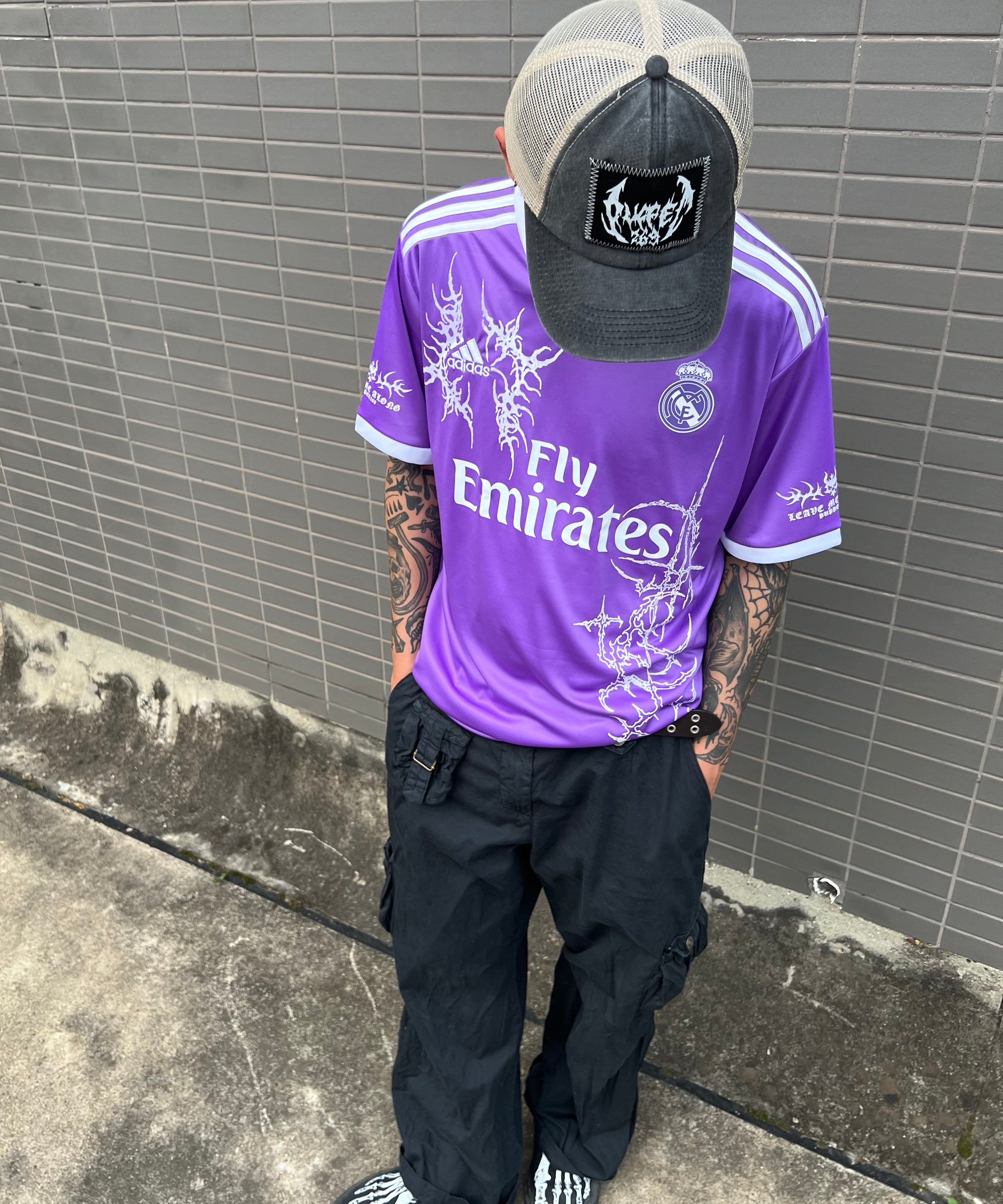 Real Madrid X Purple Thorn Skull Punk Short Sleeve Tee