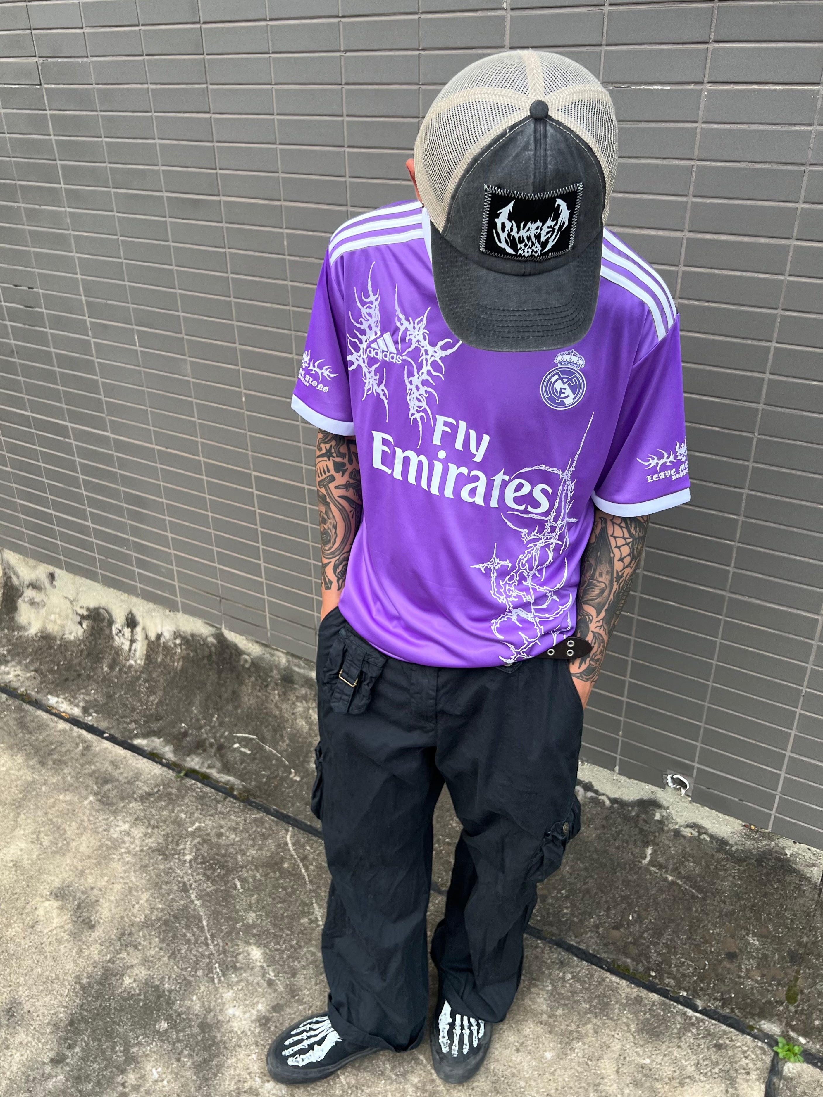 Real Madrid X Purple Thorn Skull Punk Short Sleeve Tee
