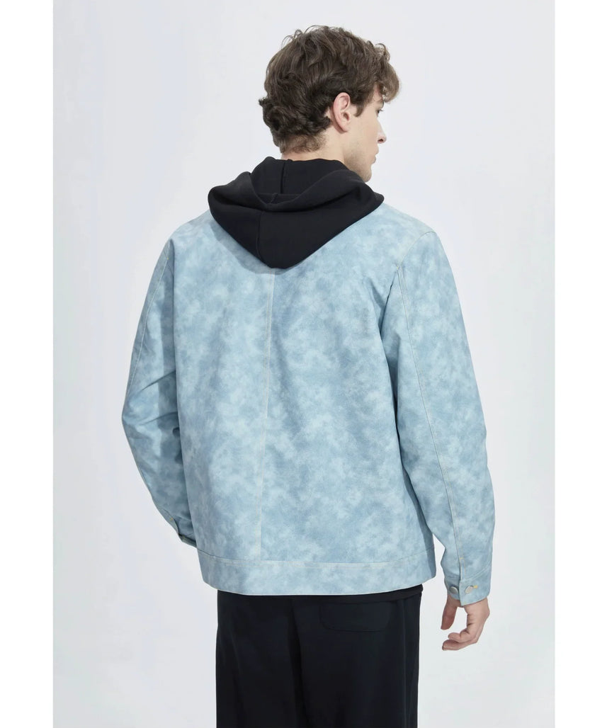[Official Genuine] Argentina National Team|Tie-dye fog blue PU jacket casual fashion versatile defense