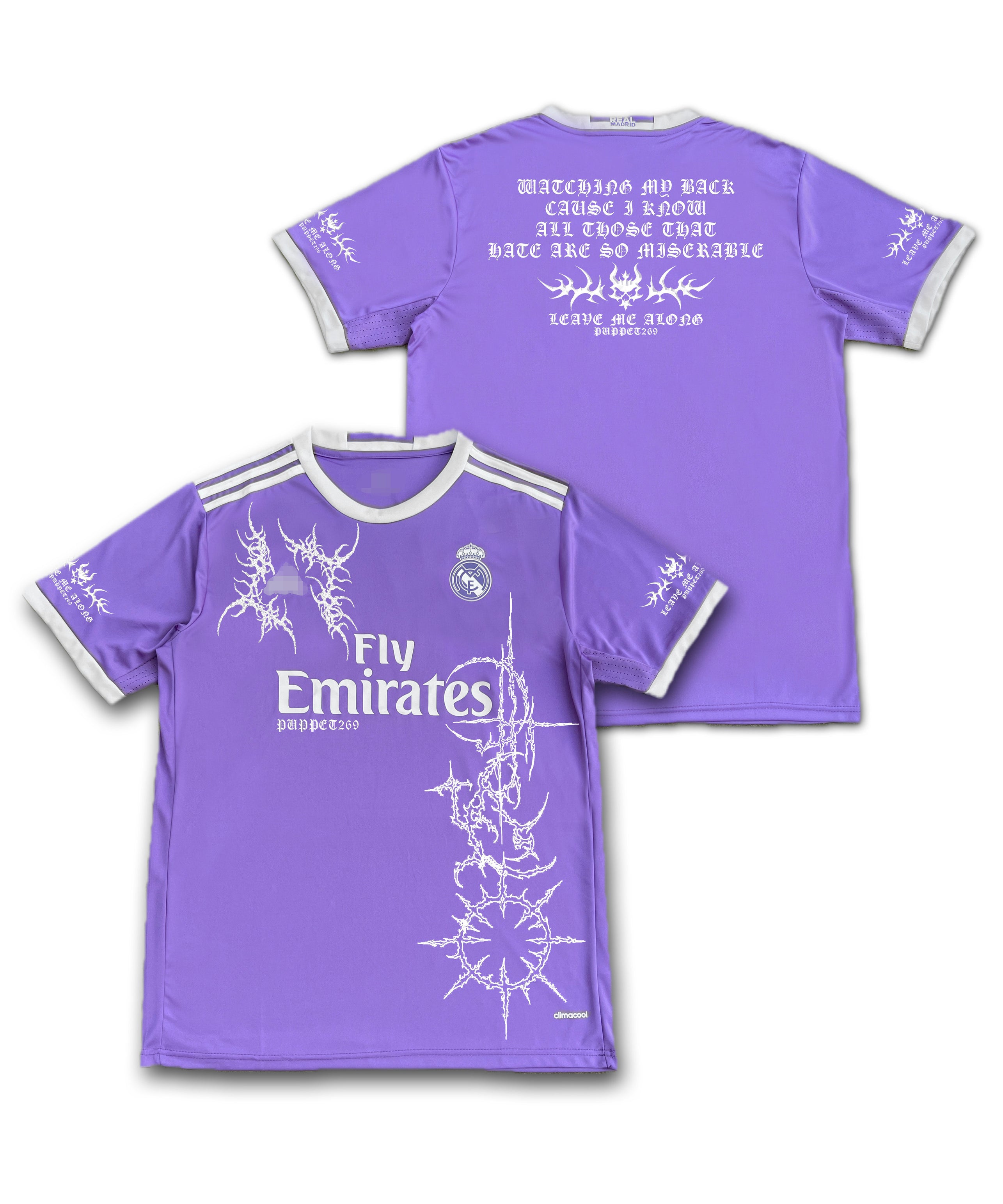 Real Madrid X Purple Thorn Skull Punk Short Sleeve Tee