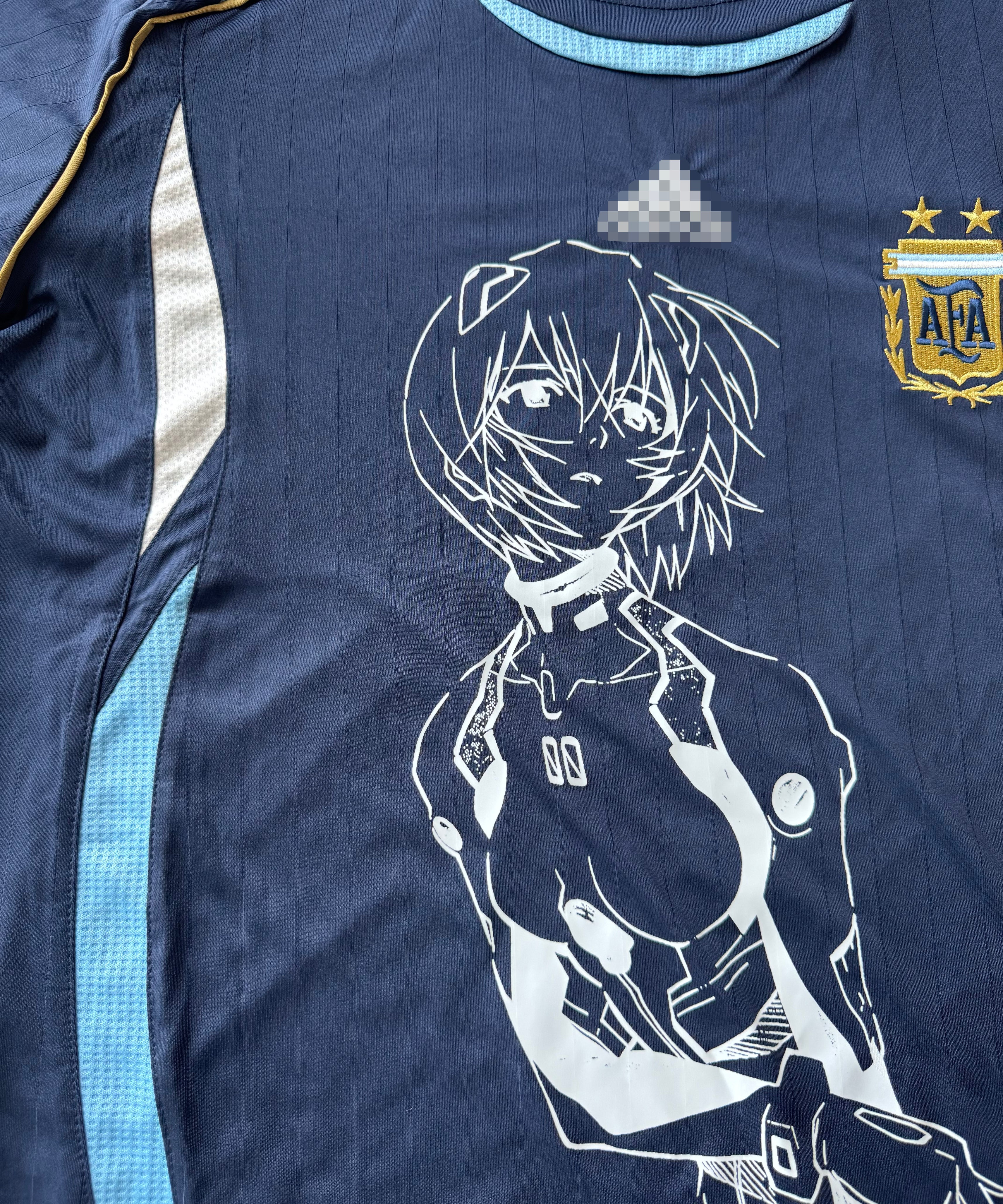 Argentina Retro Blue Jersey X Evangelion Rei Ayanami Remake (Short Sleeve)