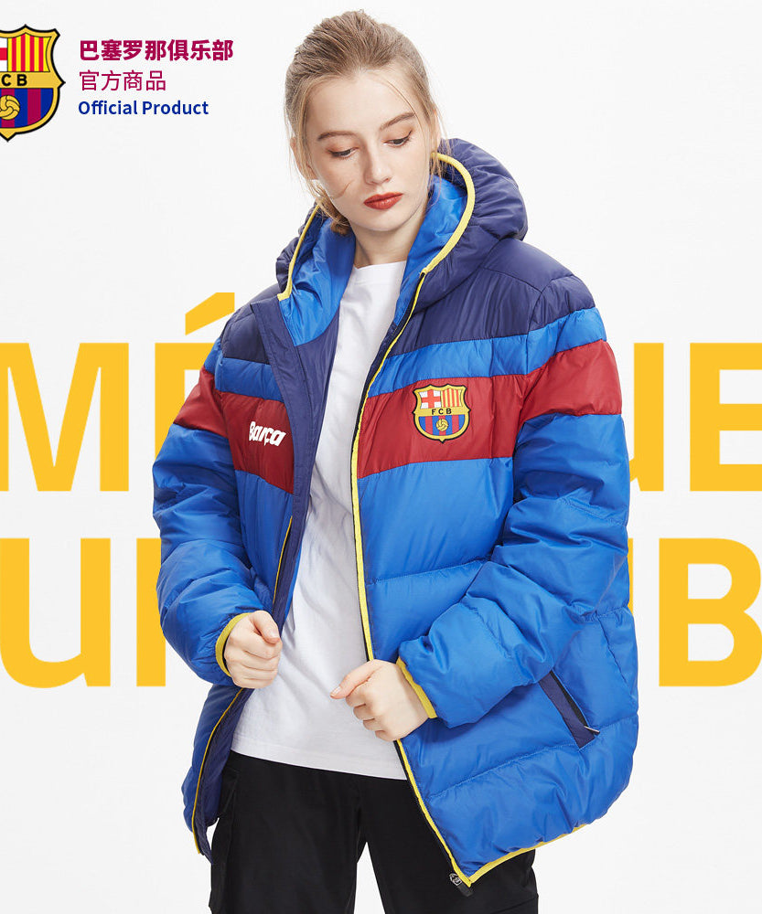 FC Barcelona Red & Blue Striped Padded Winter Jacket