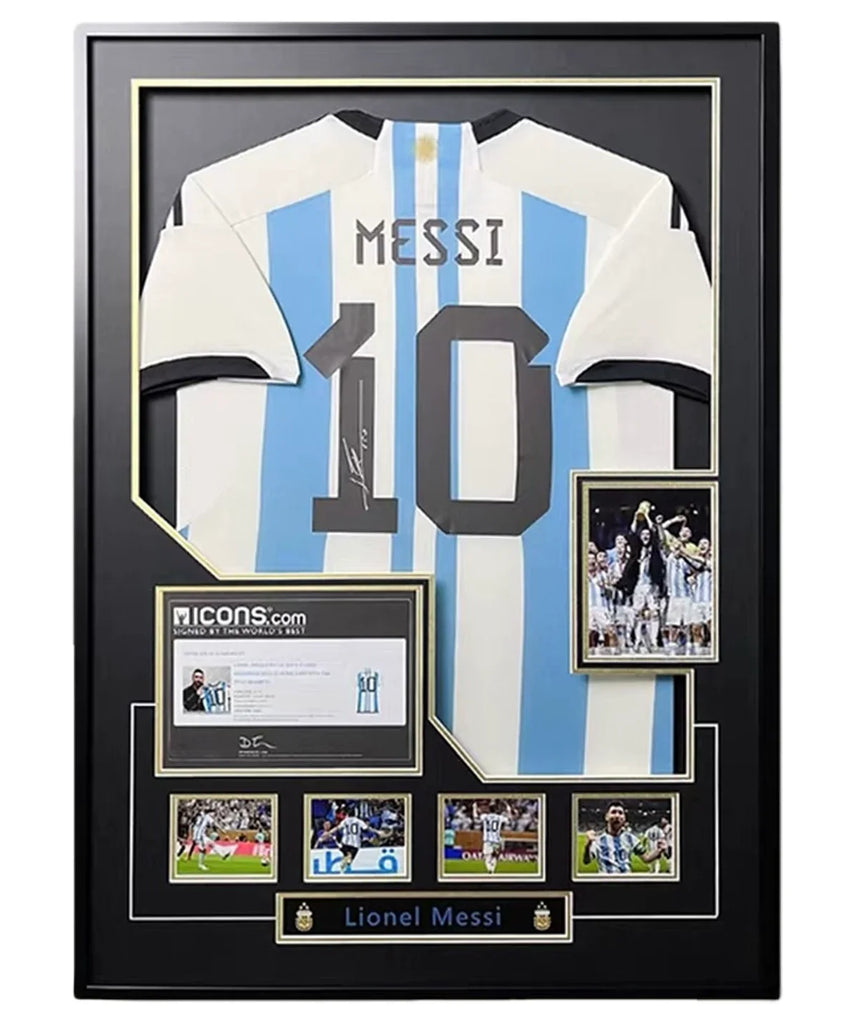 Messi Argentinien Weltmeister gerahmtes signiertes Trikot