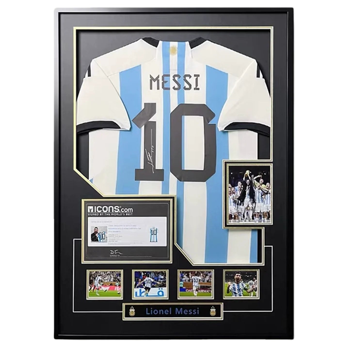 Messi Argentinien Weltmeister gerahmtes signiertes Trikot