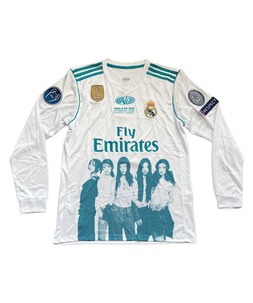Real Madrid X NewJeans Portrait Remake Jersey (Long Sleeve, White/Blue)