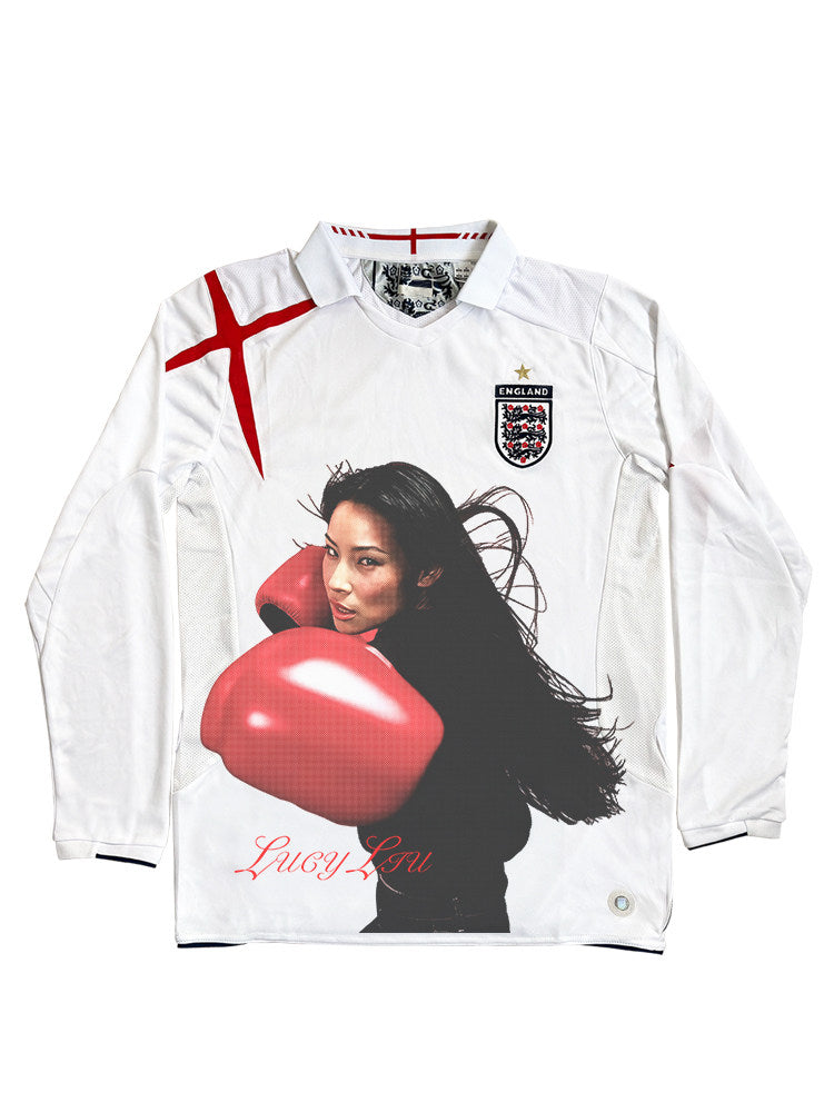 Lucy Liu Red Boxing Gloves Portrait Remake Jersey