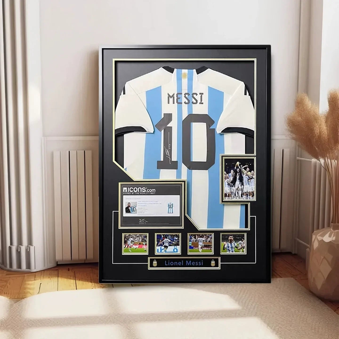 Messi Argentinien Weltmeister gerahmtes signiertes Trikot