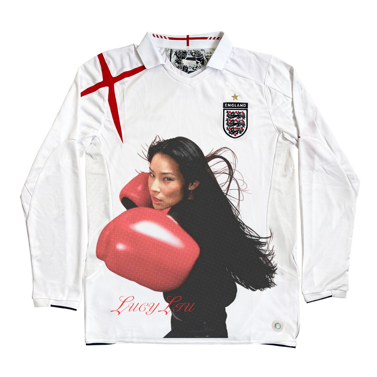 Lucy Liu Red Boxing Gloves Portrait Remake Jersey
