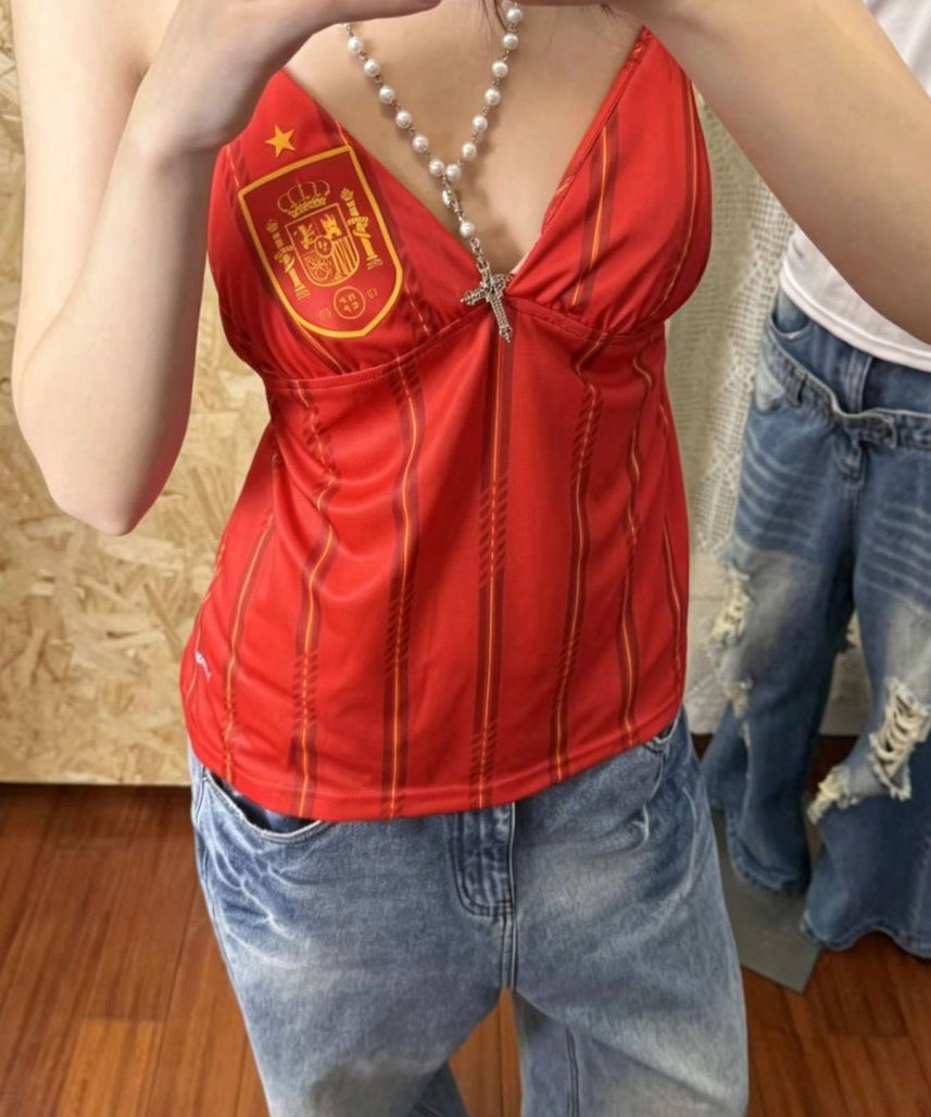 Spain Women Striped Halter Dress