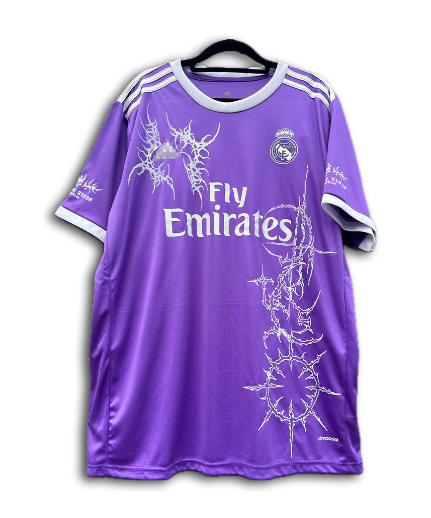 Real Madrid X Purple Thorn Skull Punk Short Sleeve Tee