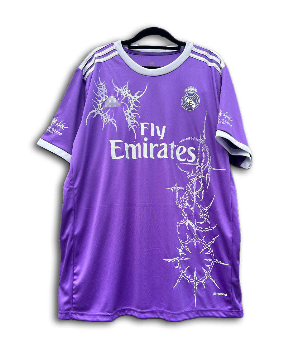 Real Madrid X Purple Thorn Skull Punk Short Sleeve Tee