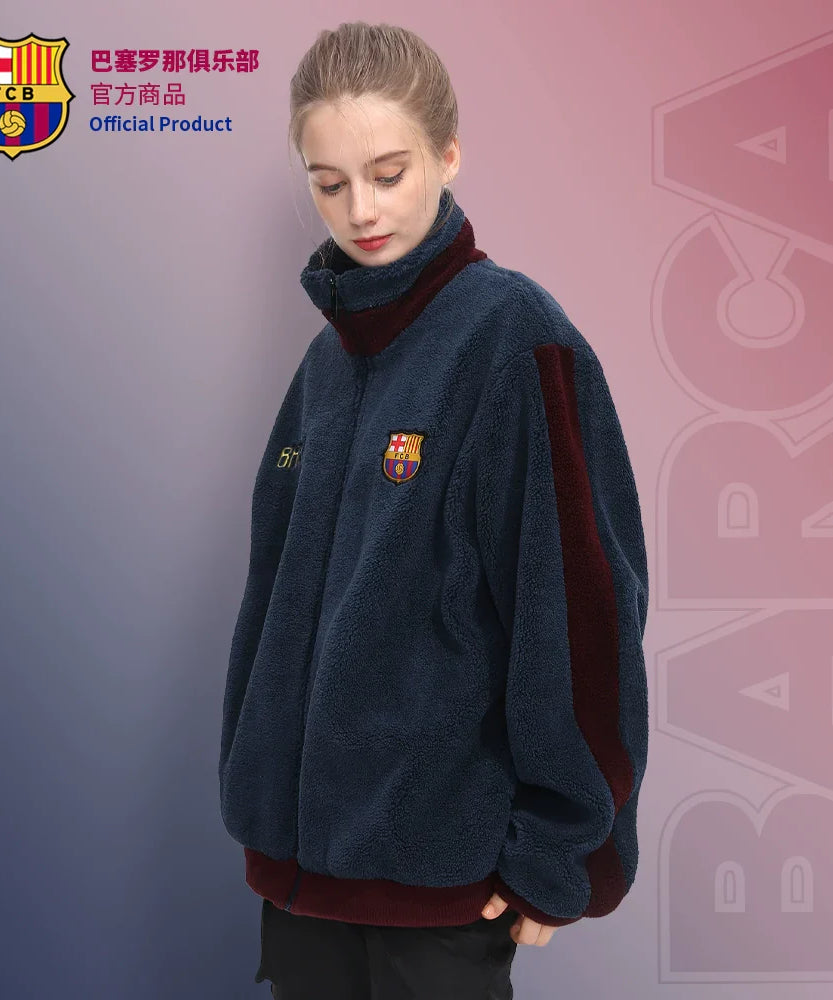 Barcelona Club Barcelona Autumn and Winter Couple Polar Fleece Thickened Sports Jacket Guarantee