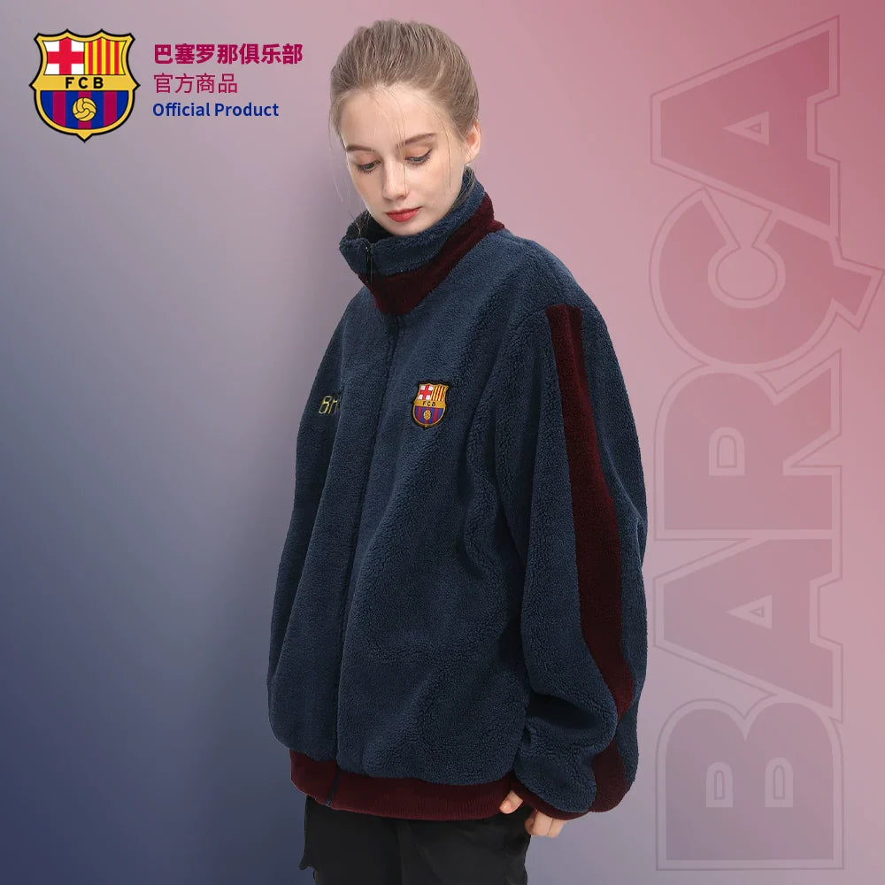 Barcelona Club Barcelona Autumn and Winter Couple Polar Fleece Thickened Sports Jacket Guarantee