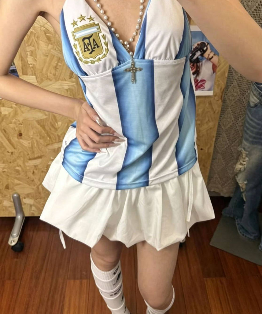 Argentina Women Striped Halter Dress