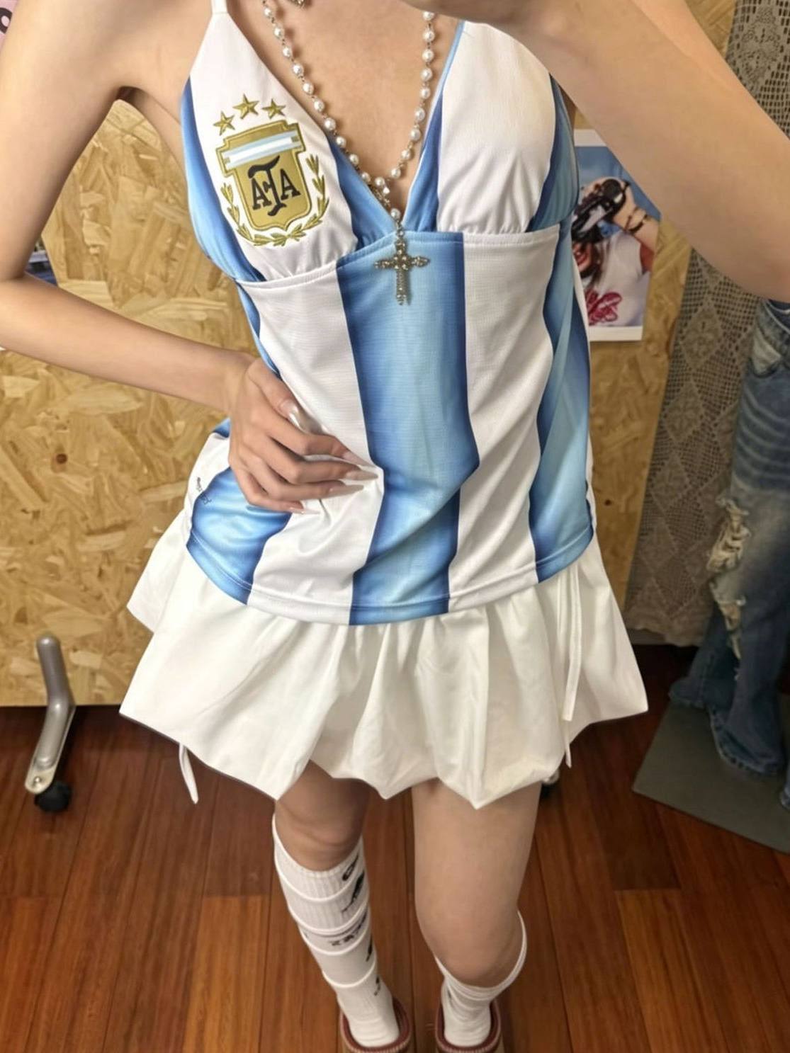 Argentina Women Striped Halter Dress