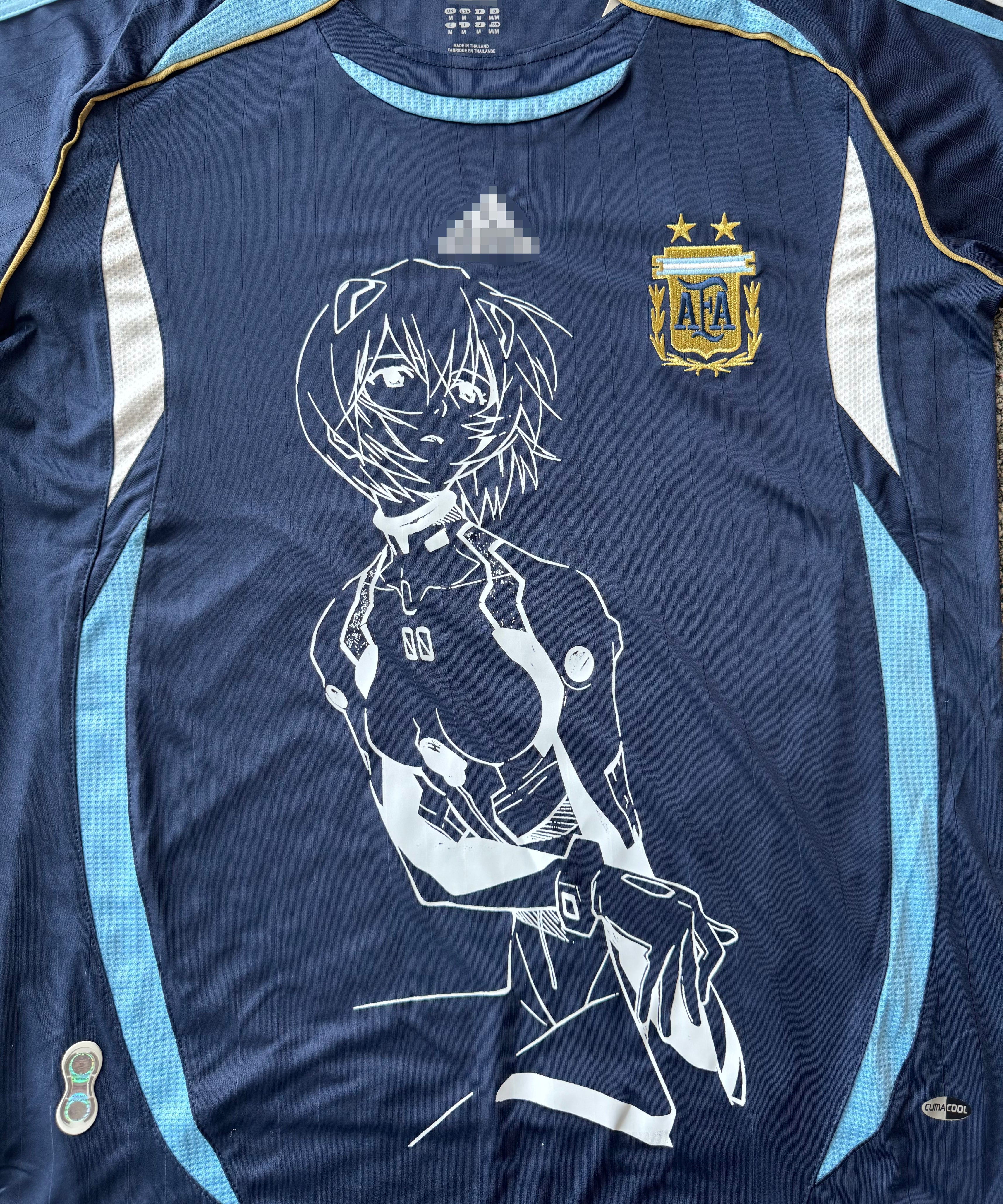 Argentina Retro Blue Jersey X Evangelion Rei Ayanami Remake (Short Sleeve)