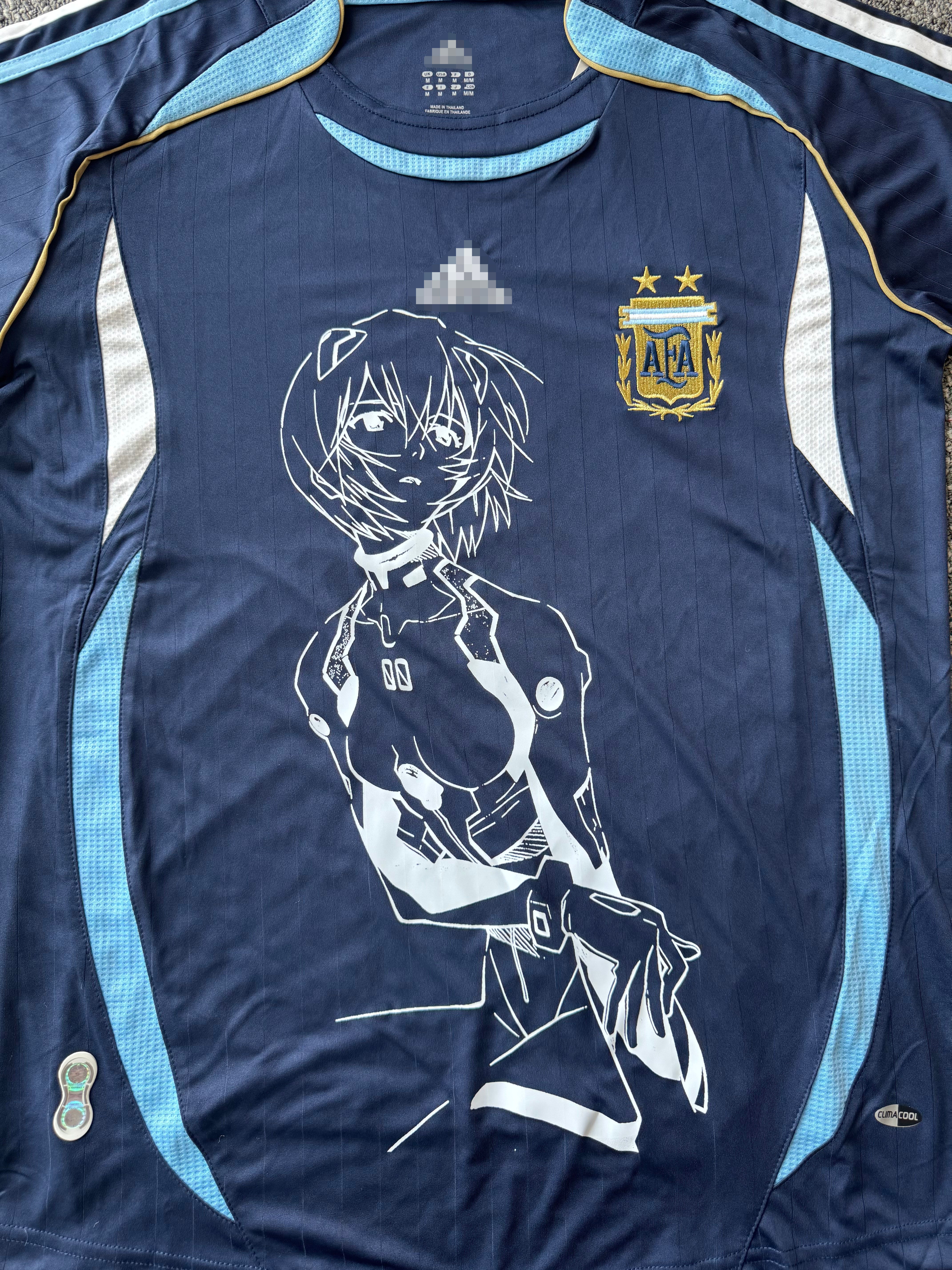 Argentina Retro Blue Jersey X Evangelion Rei Ayanami Remake (Short Sleeve)