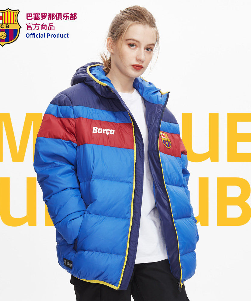 FC Barcelona Red & Blue Striped Padded Winter Jacket