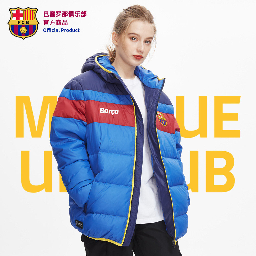 FC Barcelona Red & Blue Striped Padded Winter Jacket